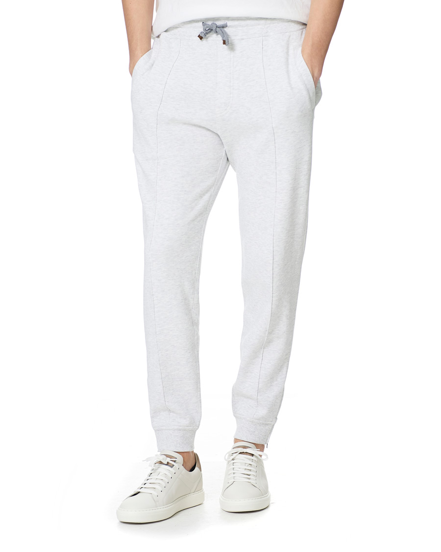 Herr | Byxor | Brunello Cucinelli | Soft Cotton Jersey Sweatpants Pearl Grey