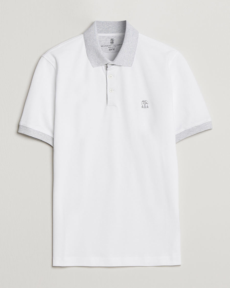 Herr | Pikéer | Brunello Cucinelli | Short Sleeve Polo Piquet White