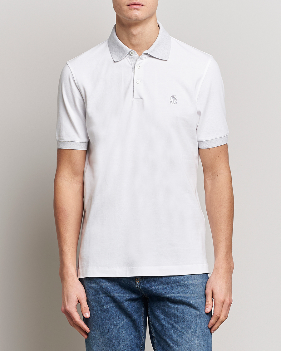 Herr | Pikéer | Brunello Cucinelli | Short Sleeve Polo Piquet White