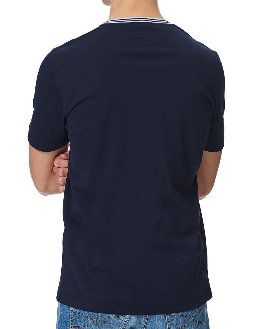 Herr | T-Shirts | Brunello Cucinelli | Contrast Collar Short Sleeve T-Shirt Navy