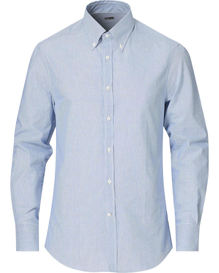 Herr | Skjortor | Brunello Cucinelli | Slim Fit Striped Button Down Shirt Blue