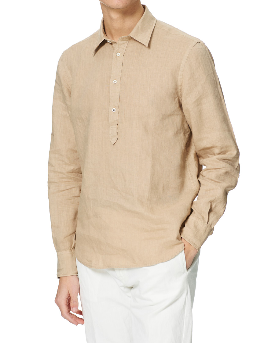 Herr | Skjortor | Aspesi | Popover Linen Shirt Beige