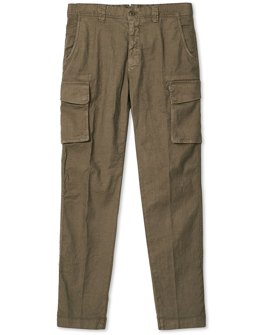 Herr | Byxor | Incotex | Tapered Fit Linen Cargo Pants Military
