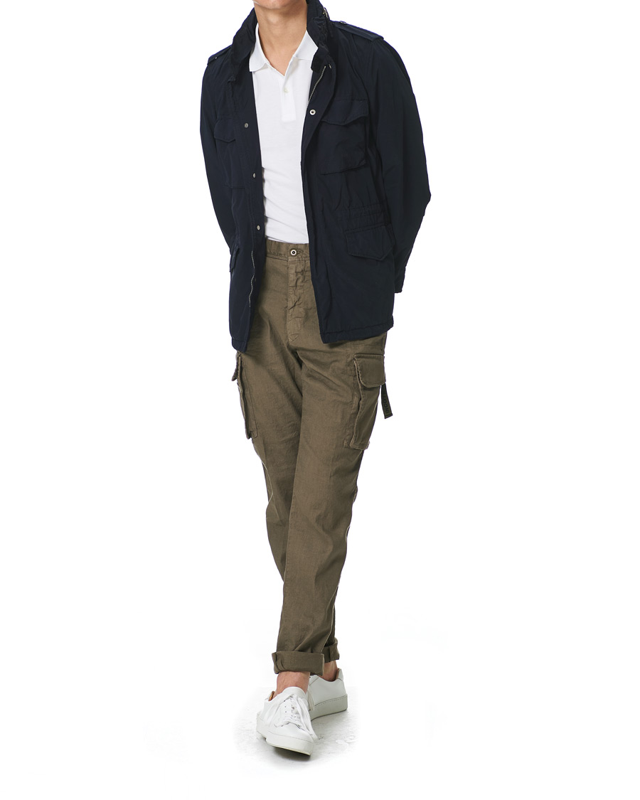 Herr | Byxor | Incotex | Tapered Fit Linen Cargo Pants Military