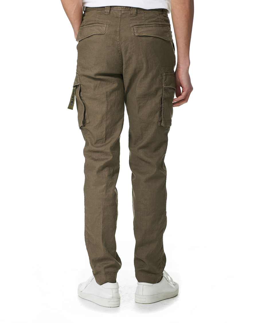 Herr | Byxor | Incotex | Tapered Fit Linen Cargo Pants Military
