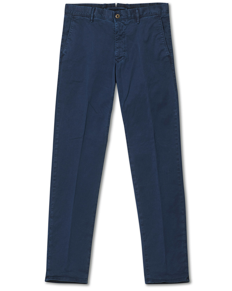 Herr | Byxor | Incotex | Regular Fit Garment Dyed Slacks Navy