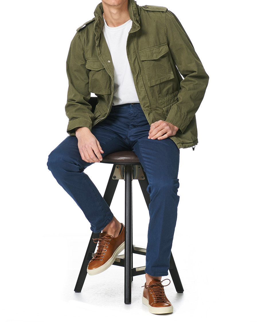 Herr | Byxor | Incotex | Regular Fit Garment Dyed Slacks Navy