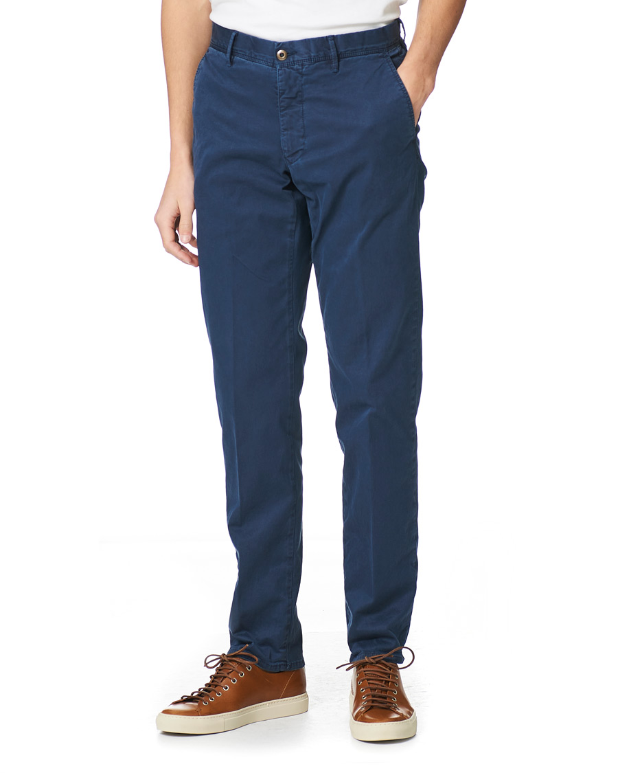 Herr | Byxor | Incotex | Regular Fit Garment Dyed Slacks Navy