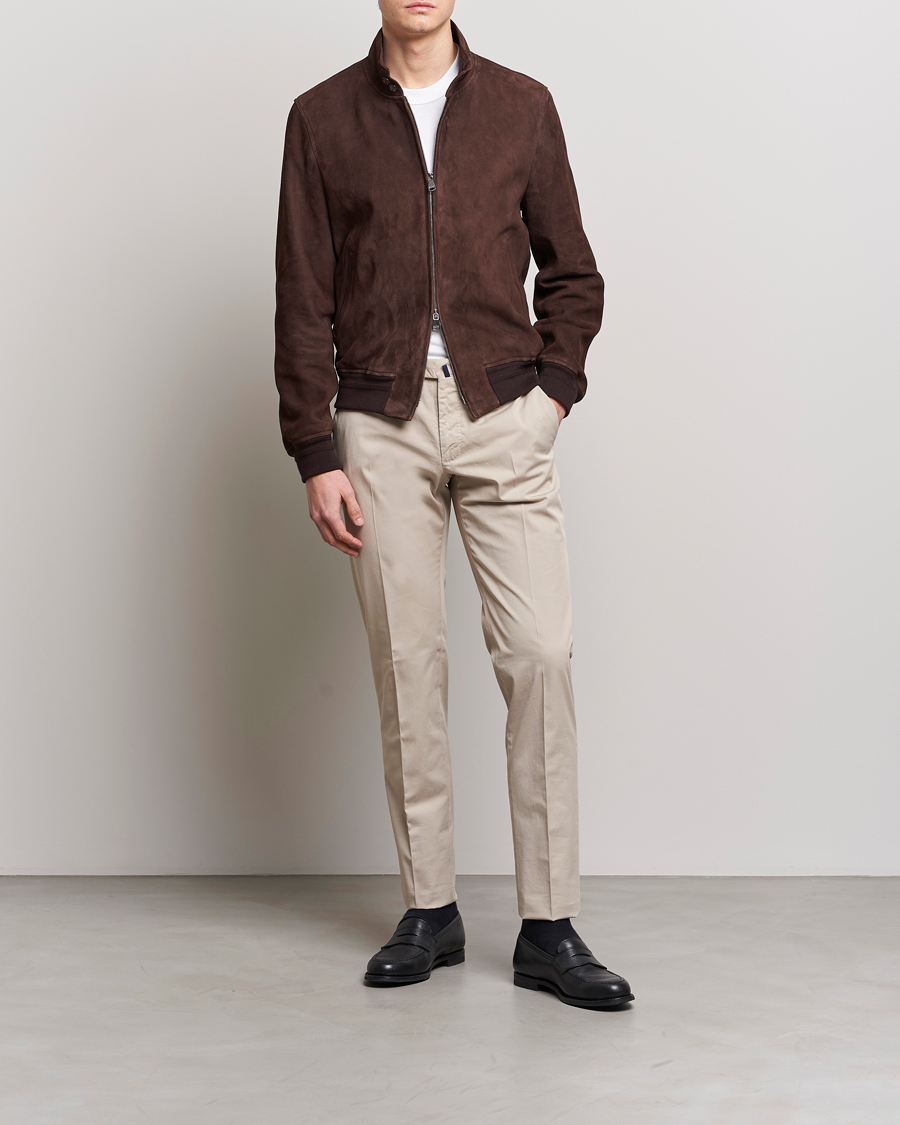 Herr | Byxor | Incotex | Slim Fit Comfort Chinos Light Grey