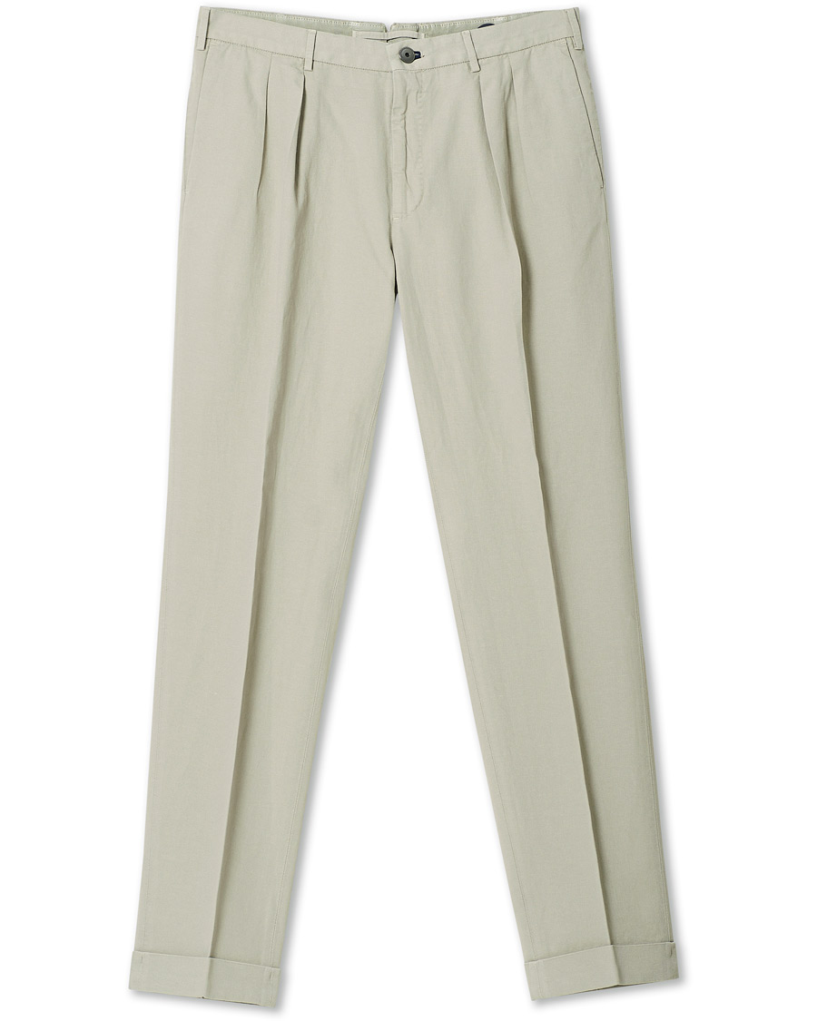 Herr | Byxor | Incotex | Carrot Fit Pleated Trousers Beige
