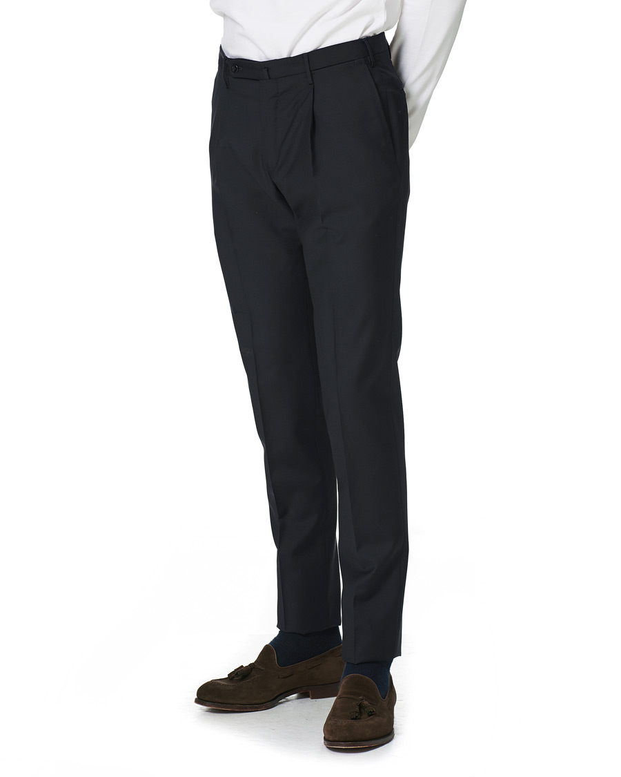 Herr | Byxor | Incotex | Slim Fit Tropical Wool Trousers Navy