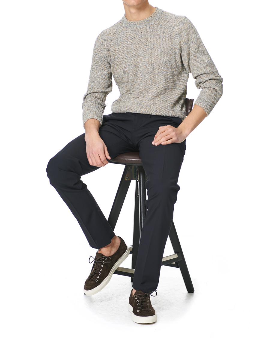Herr | Byxor | Incotex | Loose Fit Wool Ripstop Trousers Navy
