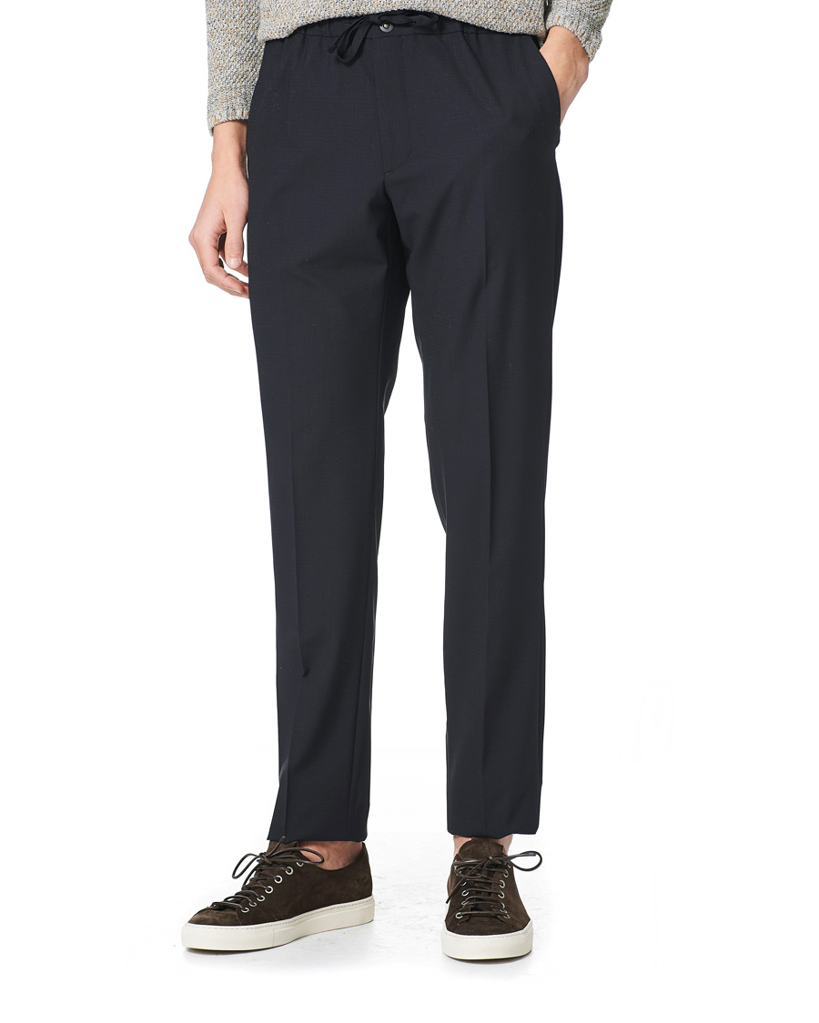 Herr | Byxor | Incotex | Loose Fit Wool Ripstop Trousers Navy