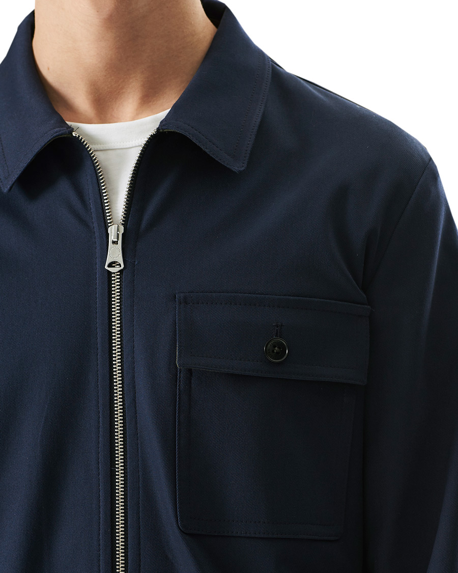 Herr | Skjortor | J.Lindeberg | Jason Cotton Stretch Zip Overshirt Navy