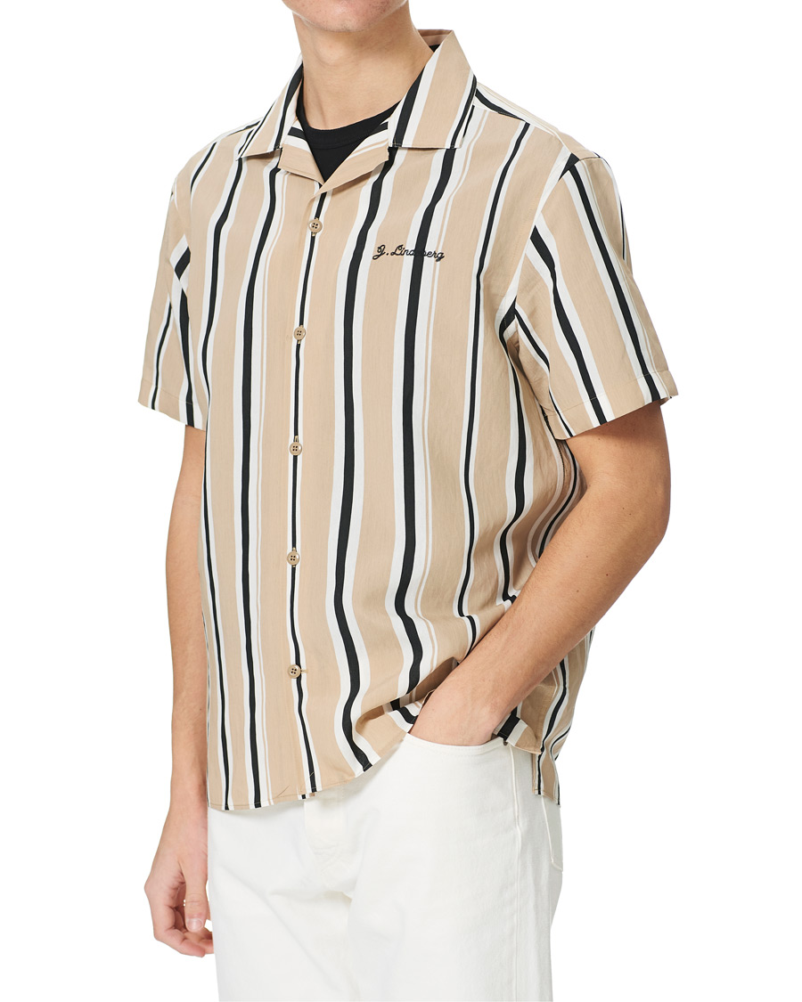 Herr | Skjortor | J.Lindeberg | Elio Striped Resort Shirtt Batique Khaki