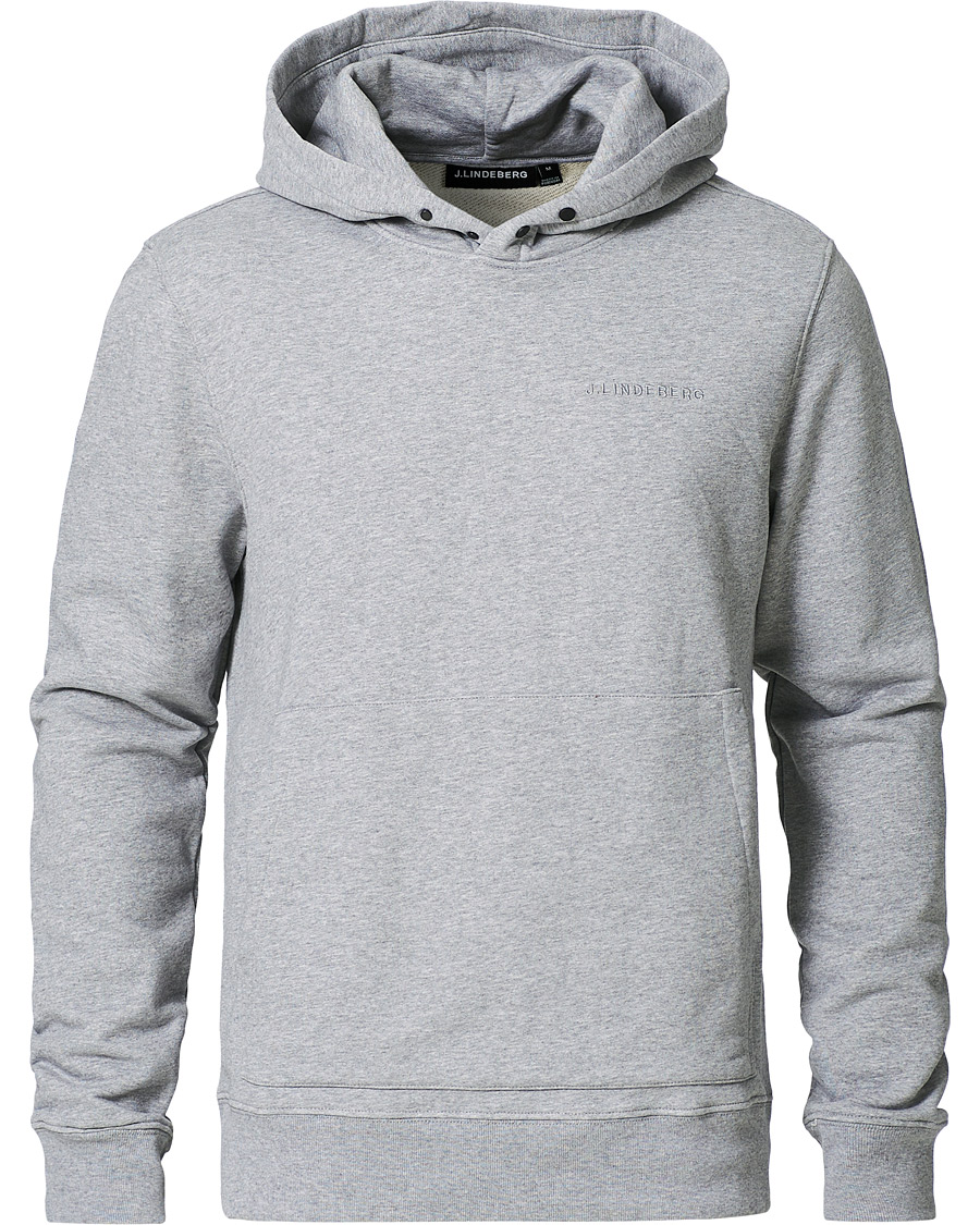 Herr | Tröjor | J.Lindeberg | Throw Button Sweat Hoodie Mid Grey Melange