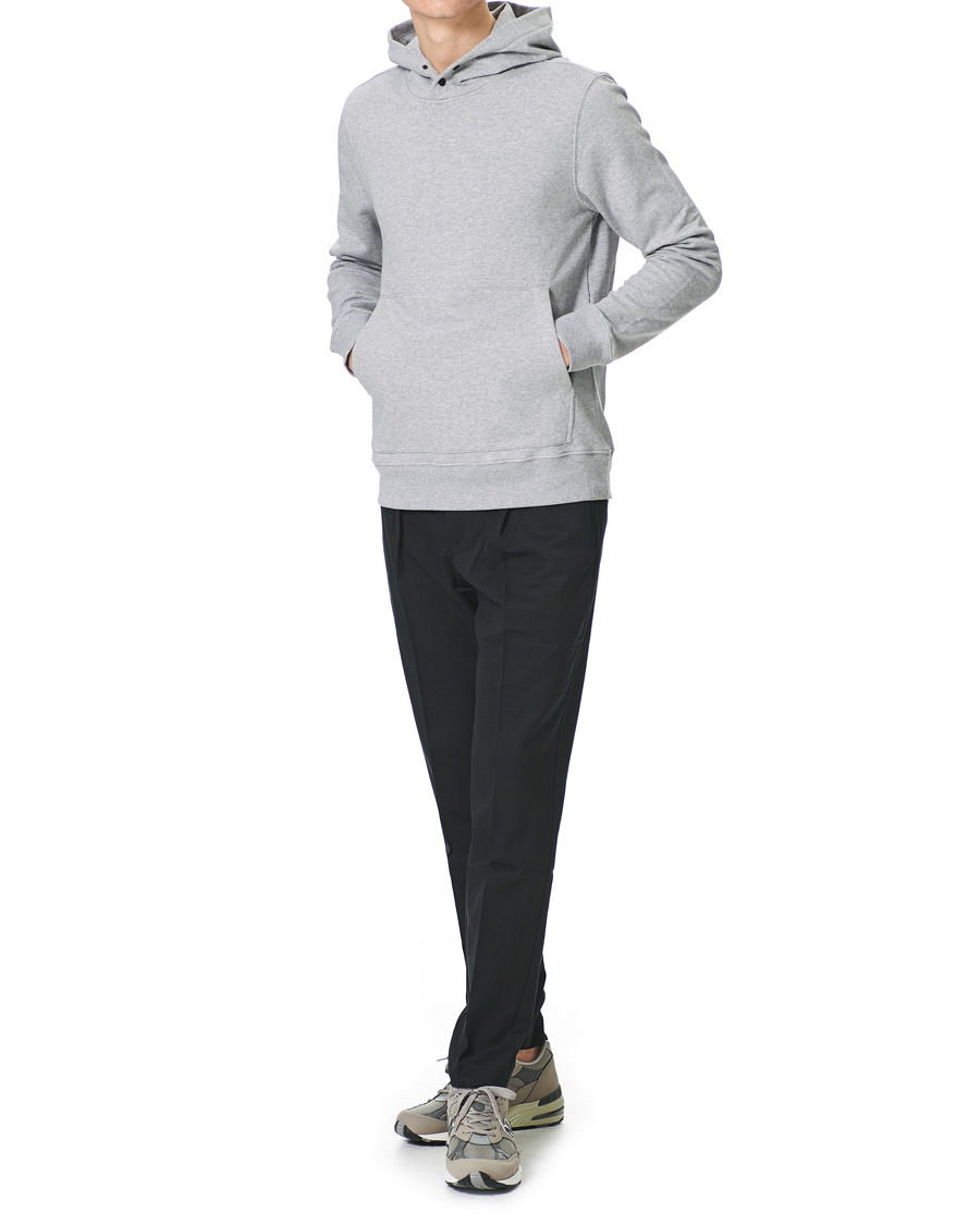 Herr | Tröjor | J.Lindeberg | Throw Button Sweat Hoodie Mid Grey Melange