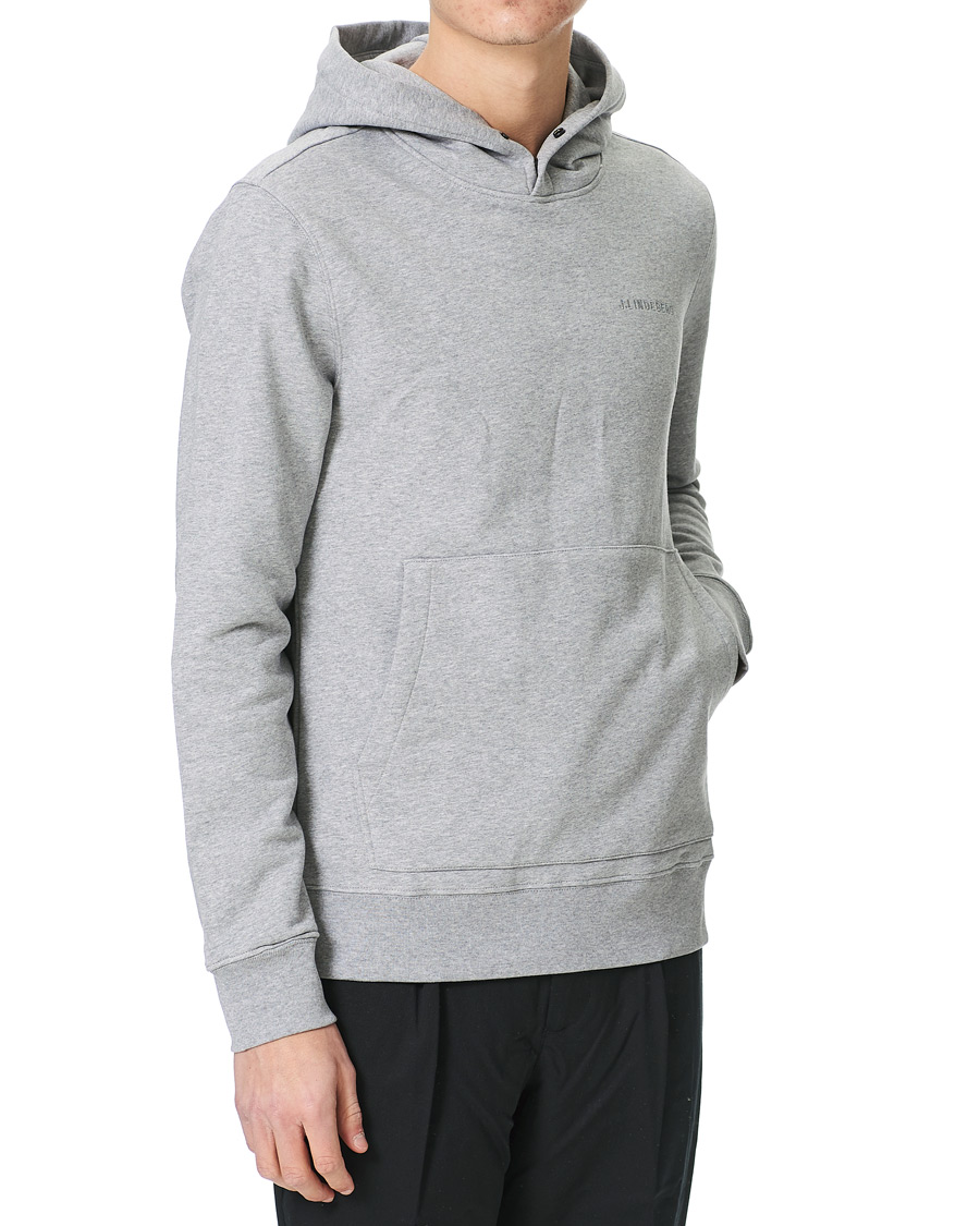 Herr | Tröjor | J.Lindeberg | Throw Button Sweat Hoodie Mid Grey Melange
