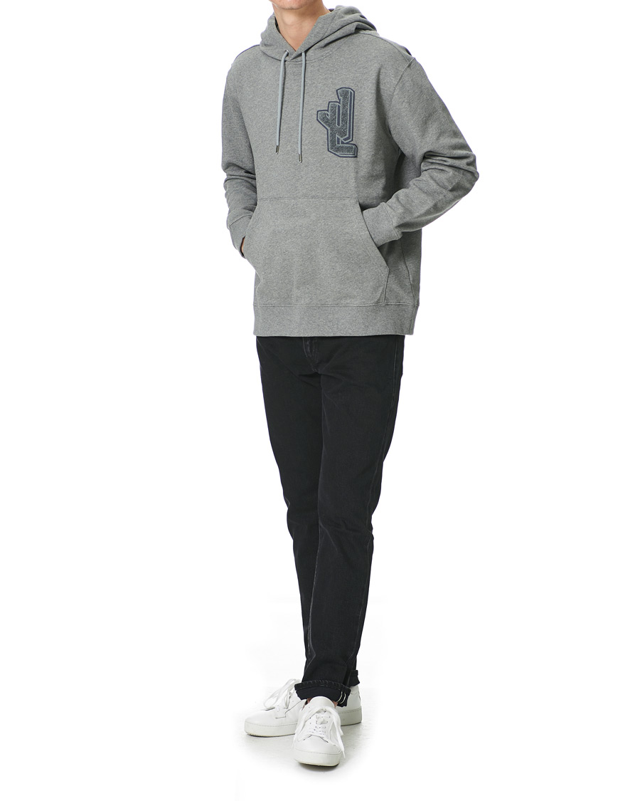 Herr | Tröjor | J.Lindeberg | Tony Patch Hoodie Mid Grey Melange