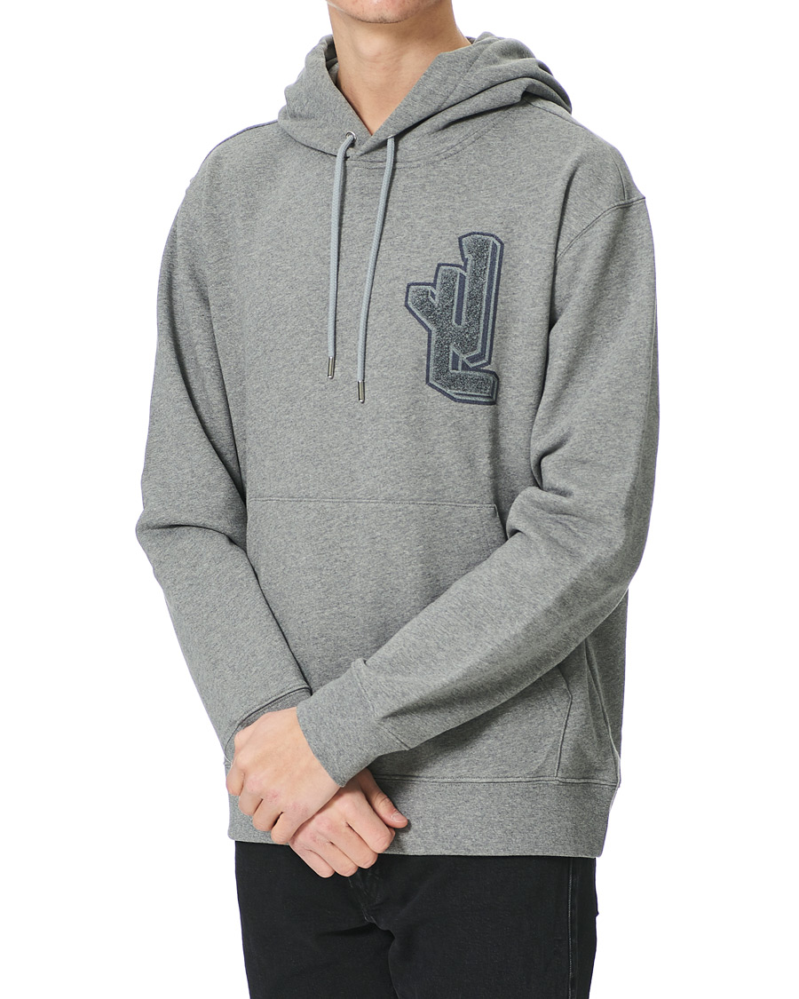 Herr | Tröjor | J.Lindeberg | Tony Patch Hoodie Mid Grey Melange