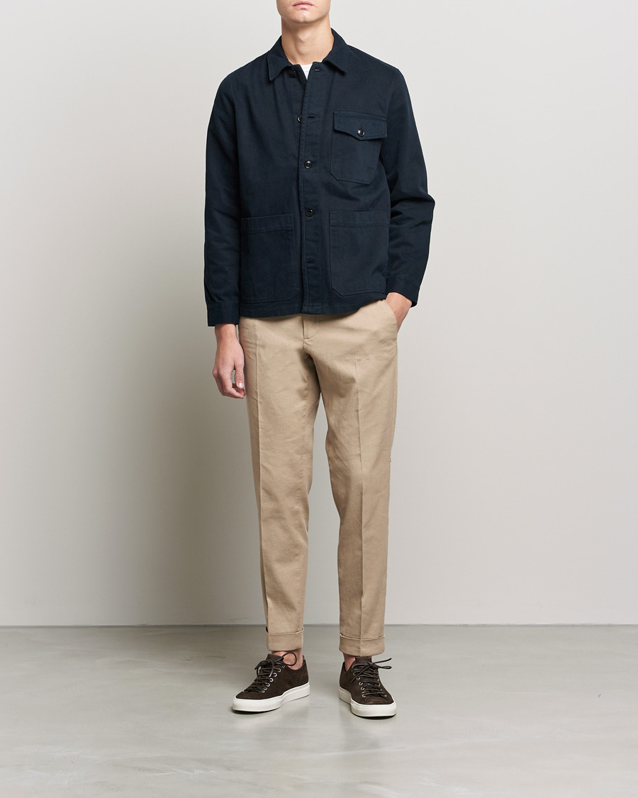 Herr | Byxor | J.Lindeberg | Grant Stretch Cotton/Linen Trousers Batique Khaki