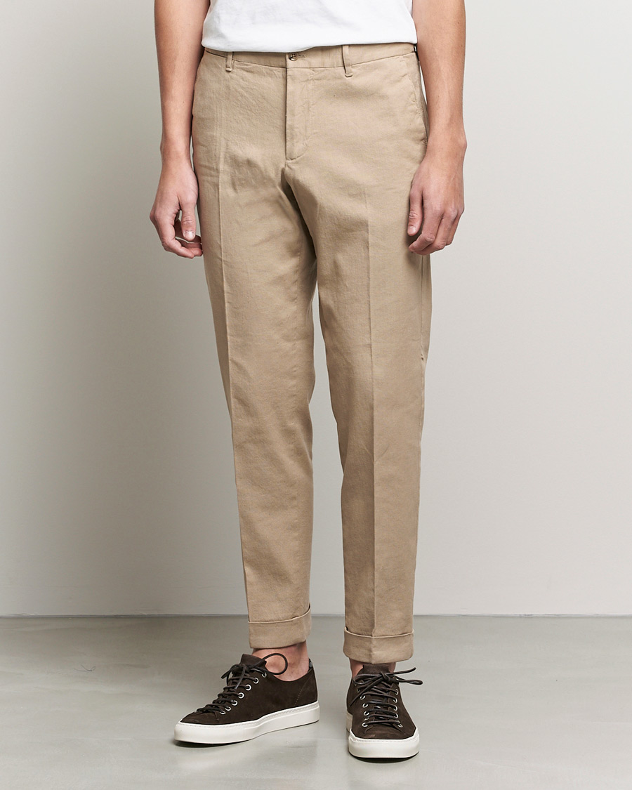 Herr | Byxor | J.Lindeberg | Grant Stretch Cotton/Linen Trousers Batique Khaki