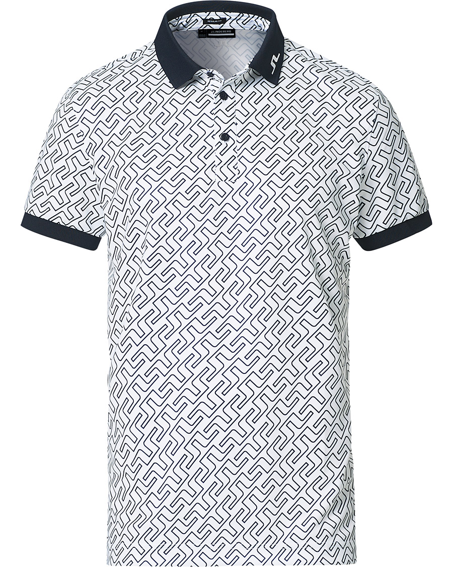 Herr | Pikéer | J.Lindeberg | Tour Tech Reg Fit Print Polo JL Navy Bridge Monogram