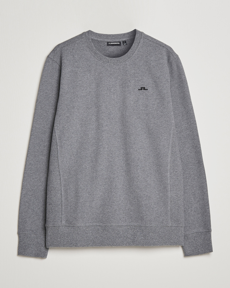 Herr | Tröjor | J.Lindeberg | Cal Crew Neck Sweat Grey Melange