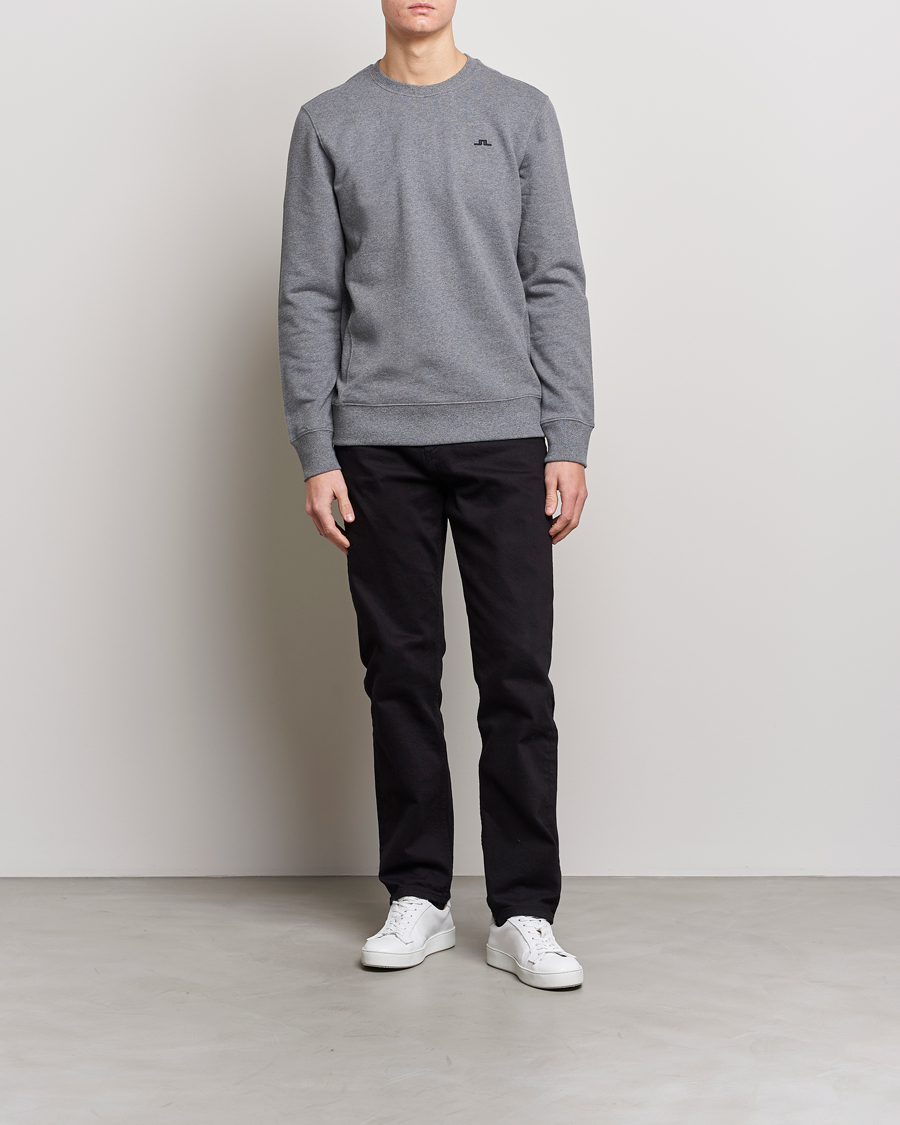 Herr | Tröjor | J.Lindeberg | Cal Crew Neck Sweat Grey Melange
