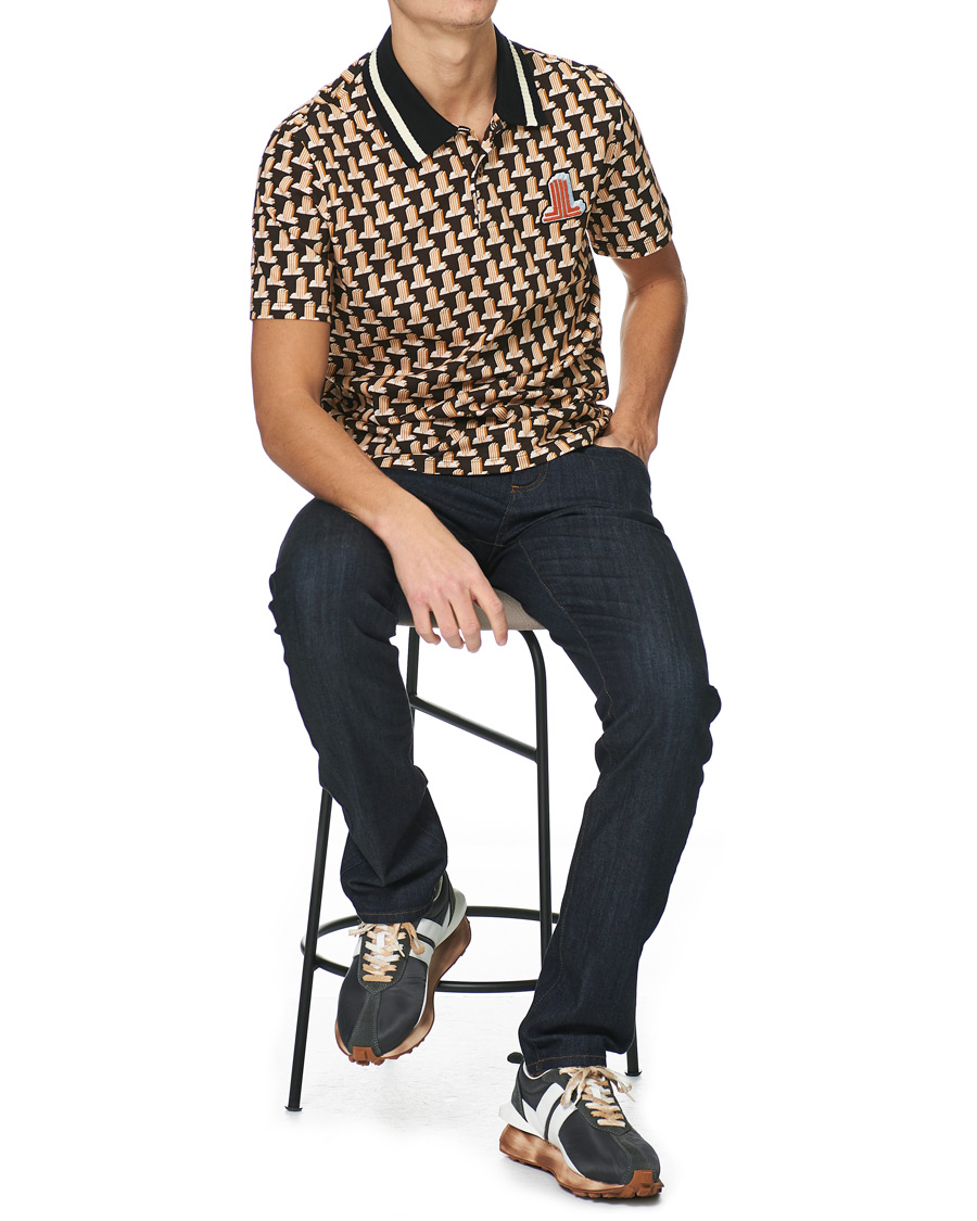 Herr | Pikéer | Lanvin | Knitted Jacquard Short Sleeve Polo Brown/Ecru