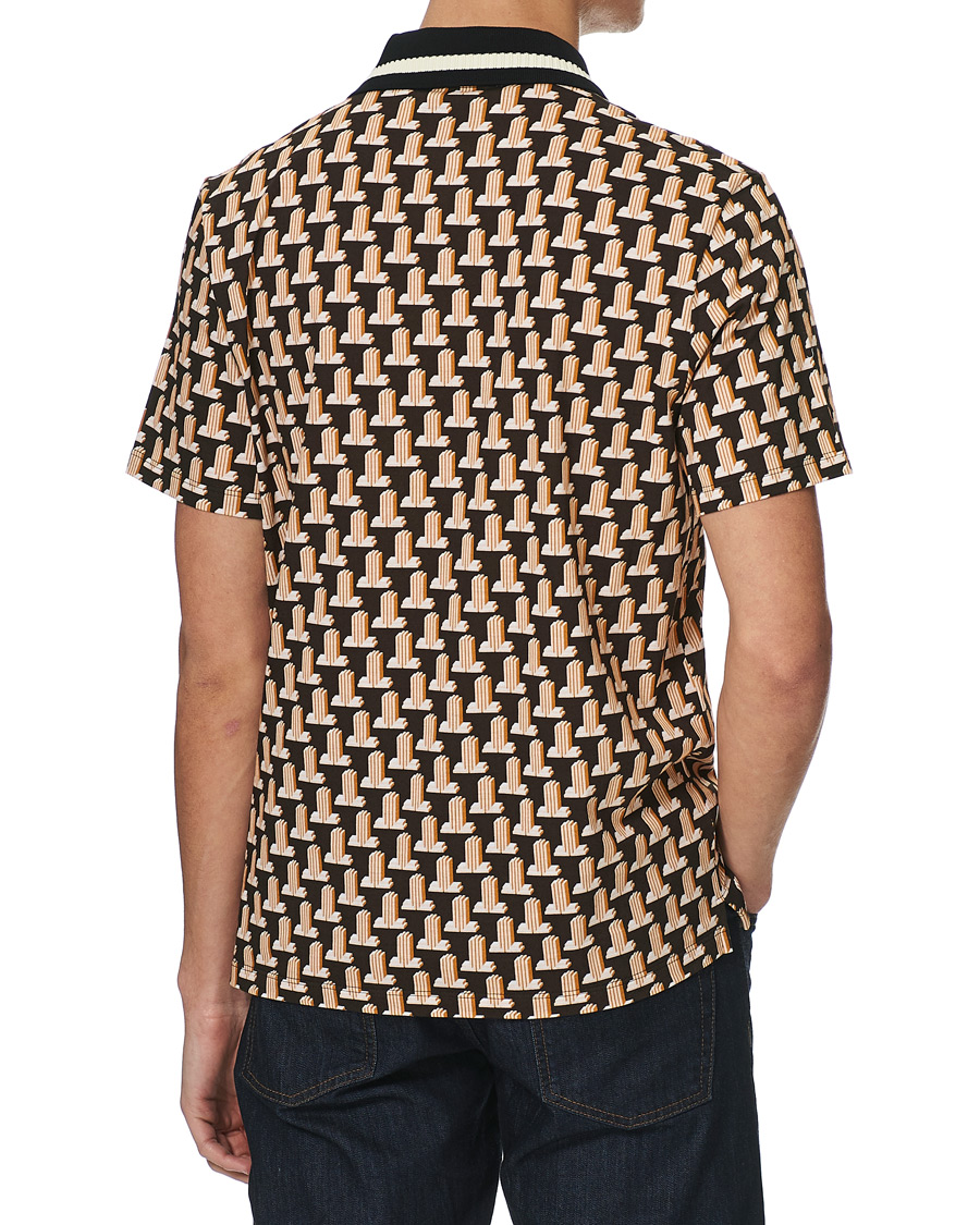 Herr | Pikéer | Lanvin | Knitted Jacquard Short Sleeve Polo Brown/Ecru