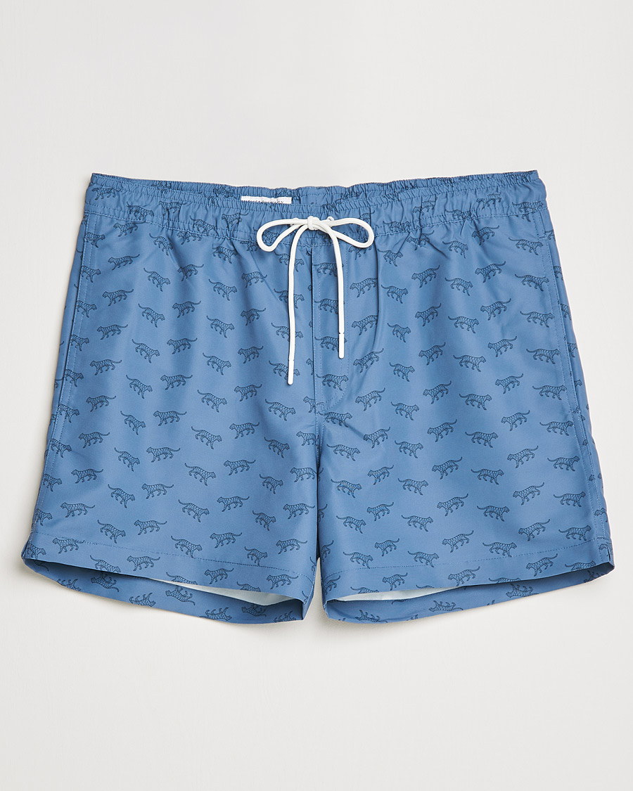 Herr | Badbyxor | Tiger of Sweden | Sjo Printed Swim Shorts Blue