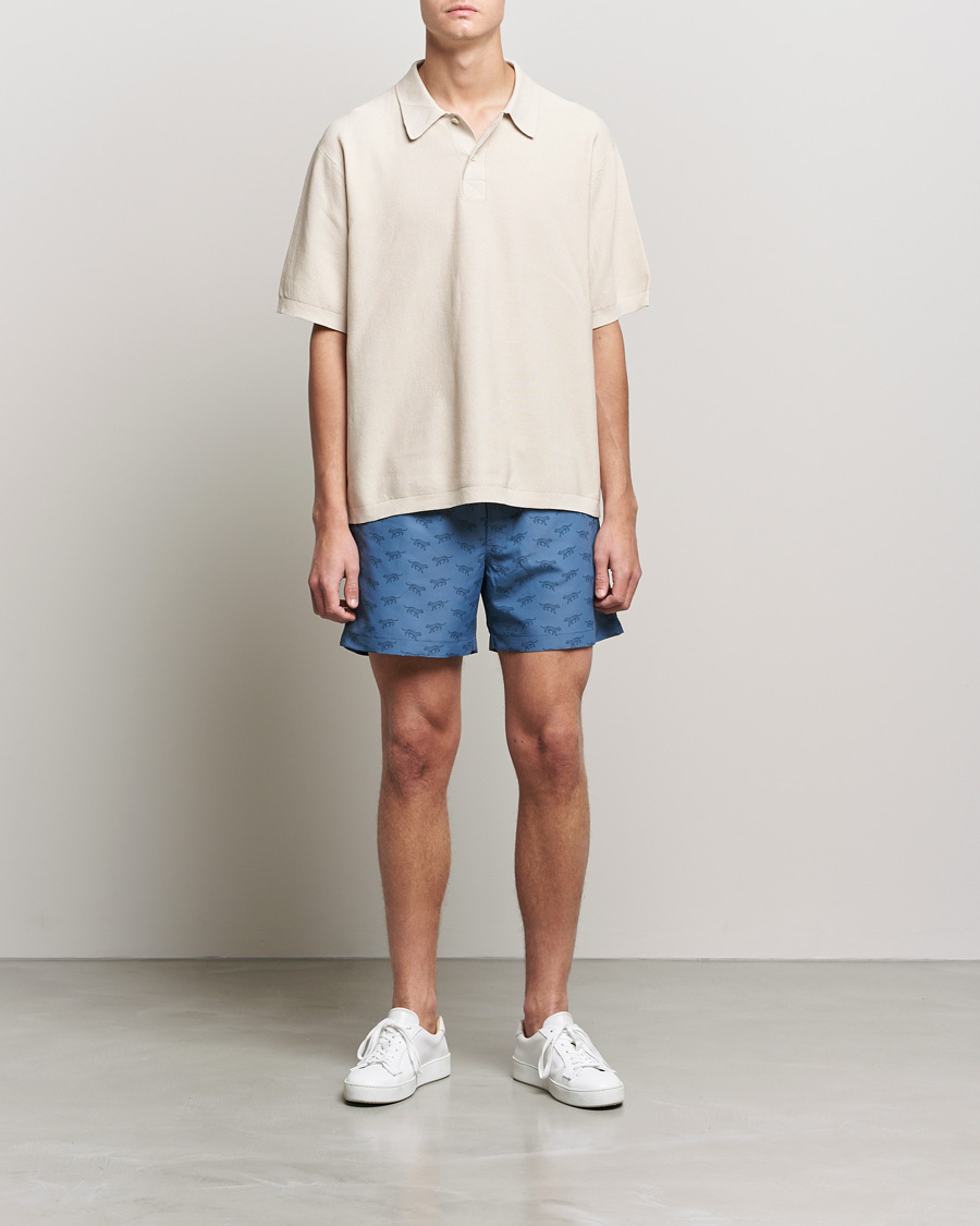 Herr | Badbyxor | Tiger of Sweden | Sjo Printed Swim Shorts Blue