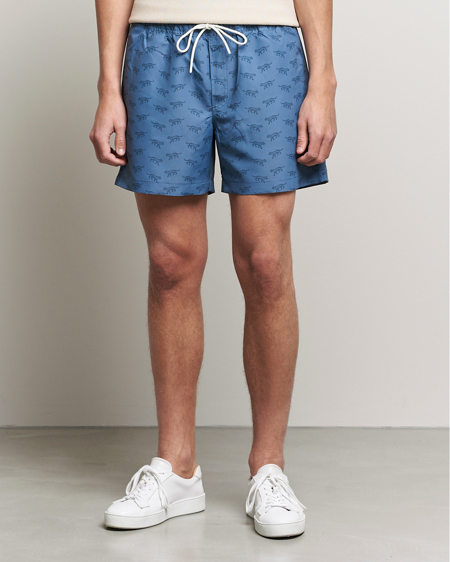 Herr | Badbyxor | Tiger of Sweden | Sjo Printed Swim Shorts Blue