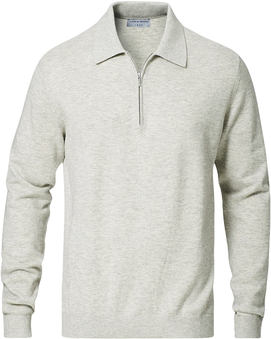 Herr | Tröjor | Tiger of Sweden | Orbit Merino Wool Half Zip Med Grey Mel