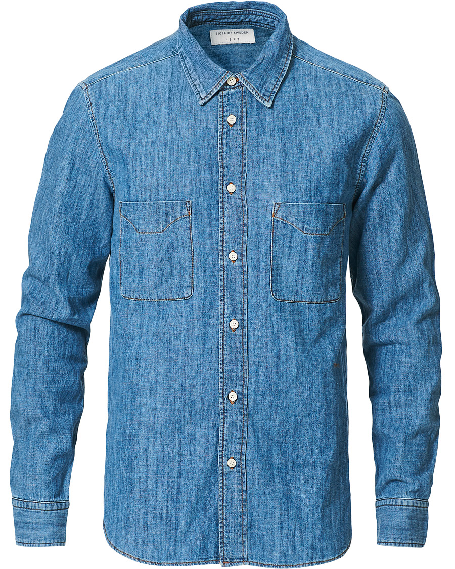 Herr | Skjortor | Tiger of Sweden | Benjad Denim Shirt Light Blue