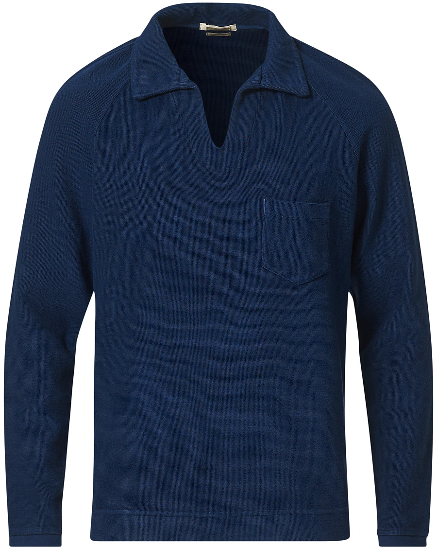 Herr | Tröjor | Massimo Alba | Japanese Terry Long Sleeve Polo Navy