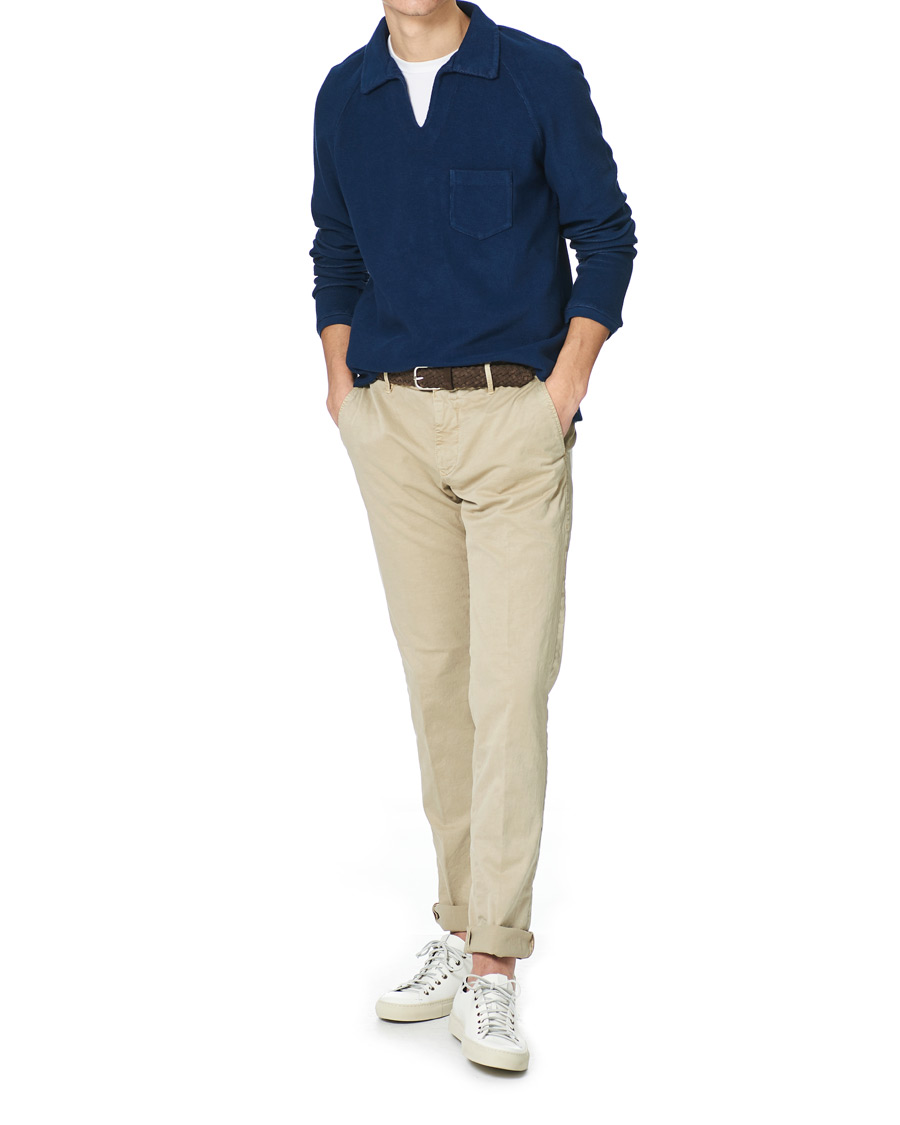 Herr | Tröjor | Massimo Alba | Japanese Terry Long Sleeve Polo Navy