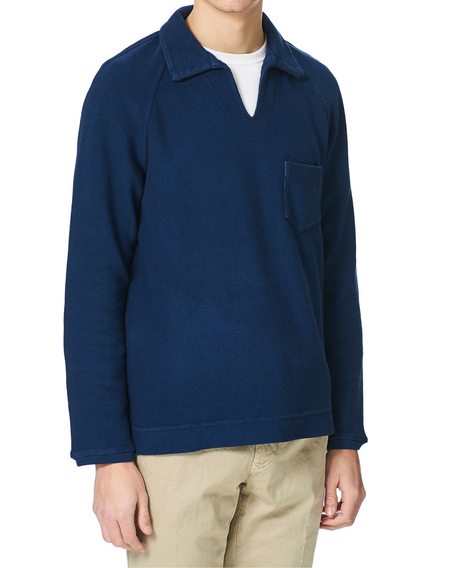 Herr | Tröjor | Massimo Alba | Japanese Terry Long Sleeve Polo Navy