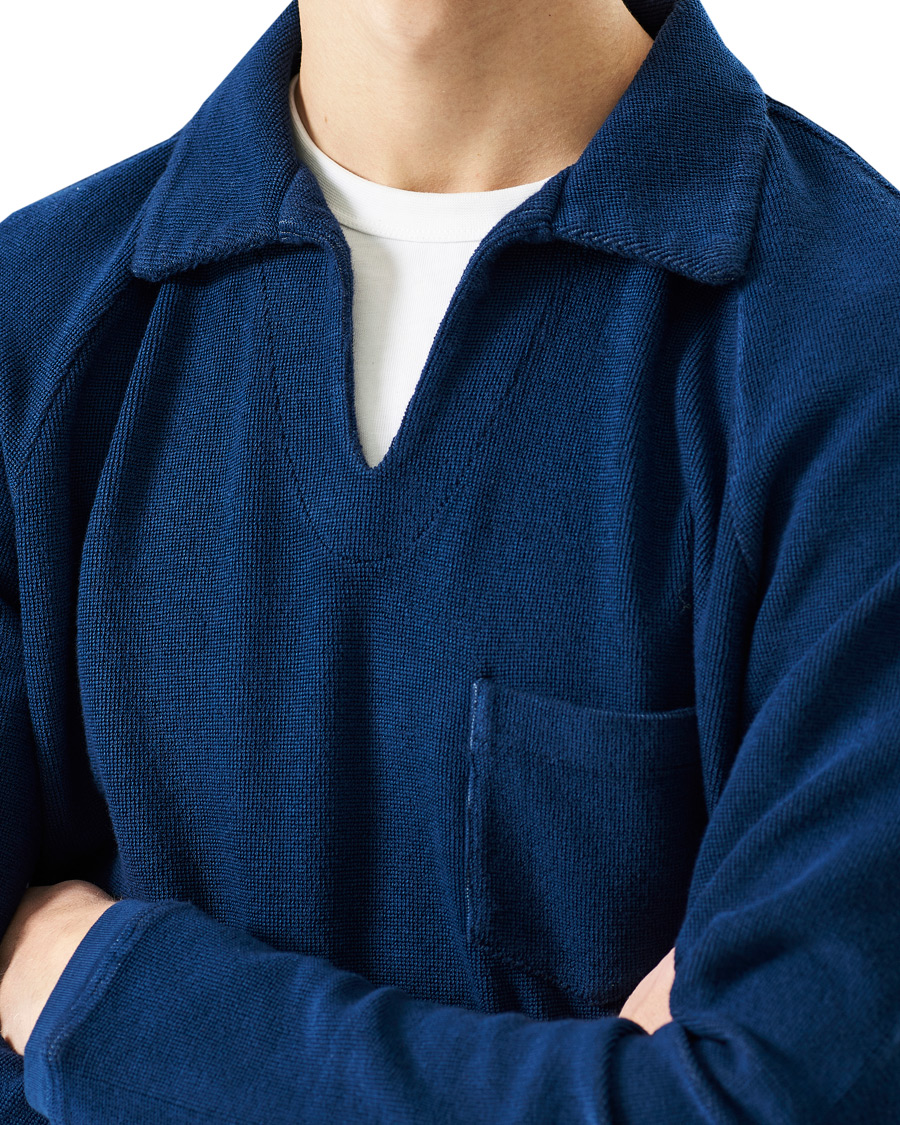 Herr | Tröjor | Massimo Alba | Japanese Terry Long Sleeve Polo Navy