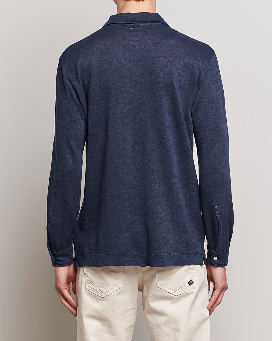 Herr | Tröjor | Massimo Alba | Raya Long Sleeve Linen Polo Navy