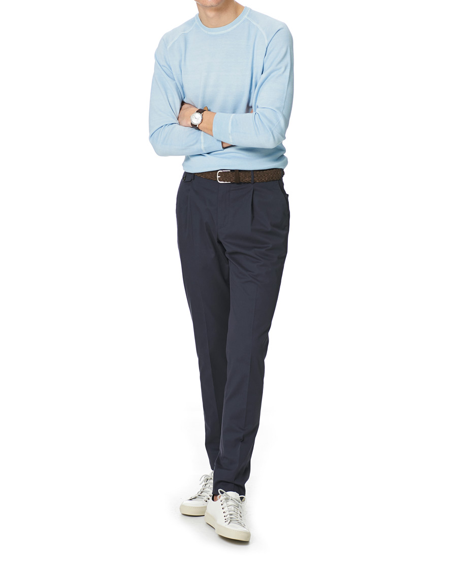 Herr | Tröjor | Massimo Alba | Sport Cashmere/Cotton Crew Neck Ice Blue
