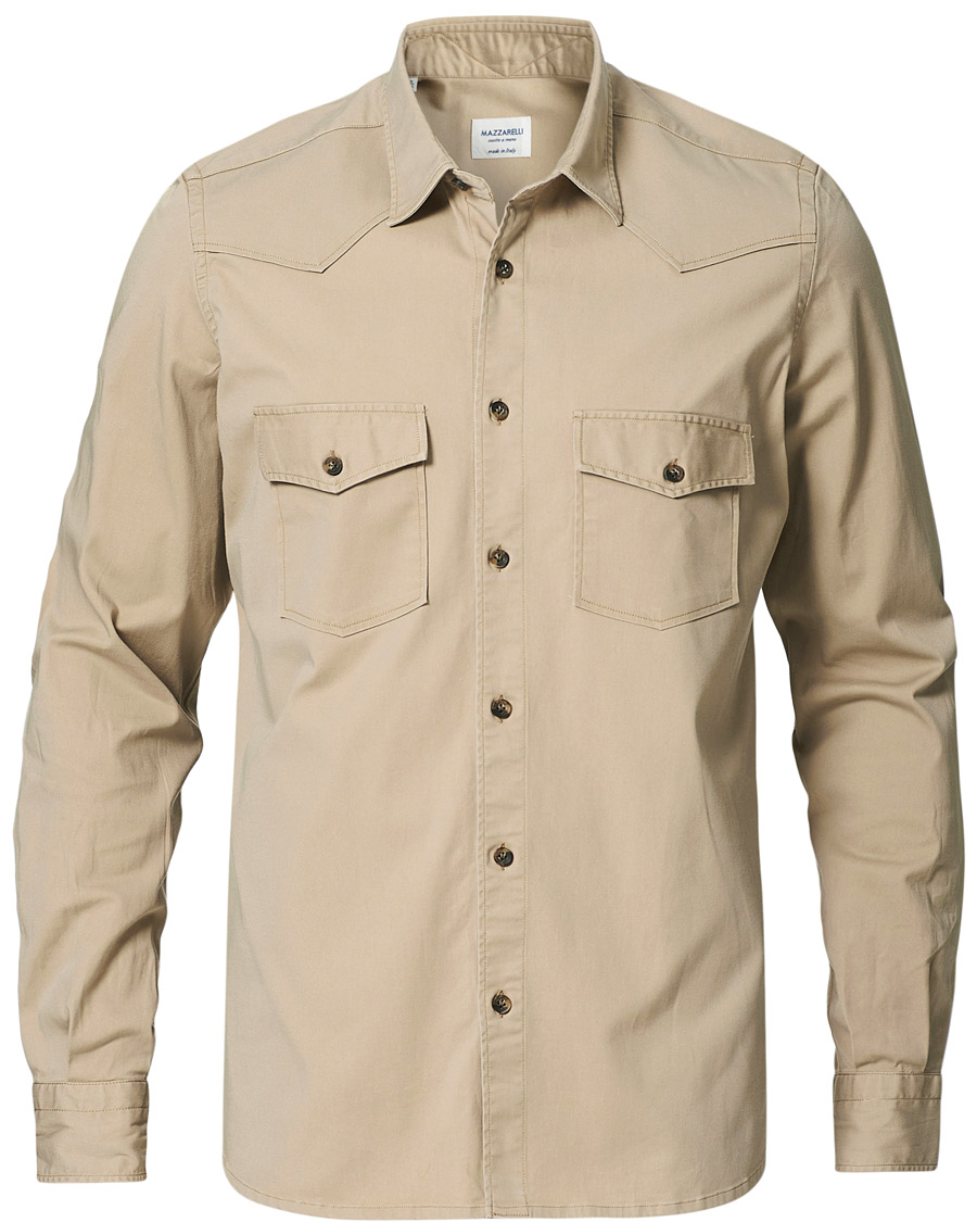 Herr | Skjortor | Mazzarelli | Texana Cotton Overshirt Beige