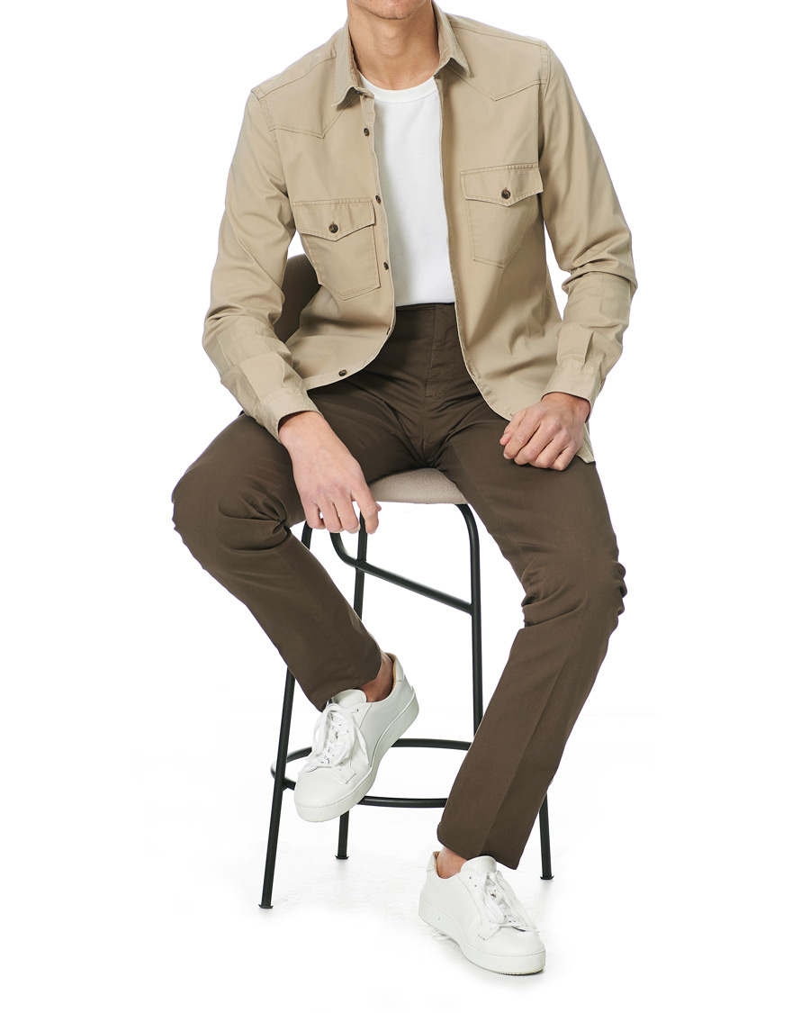 Herr | Skjortor | Mazzarelli | Texana Cotton Overshirt Beige