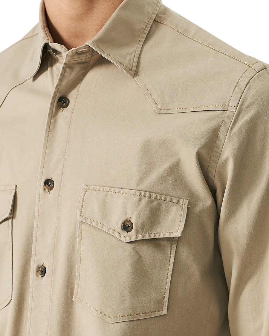 Herr | Skjortor | Mazzarelli | Texana Cotton Overshirt Beige