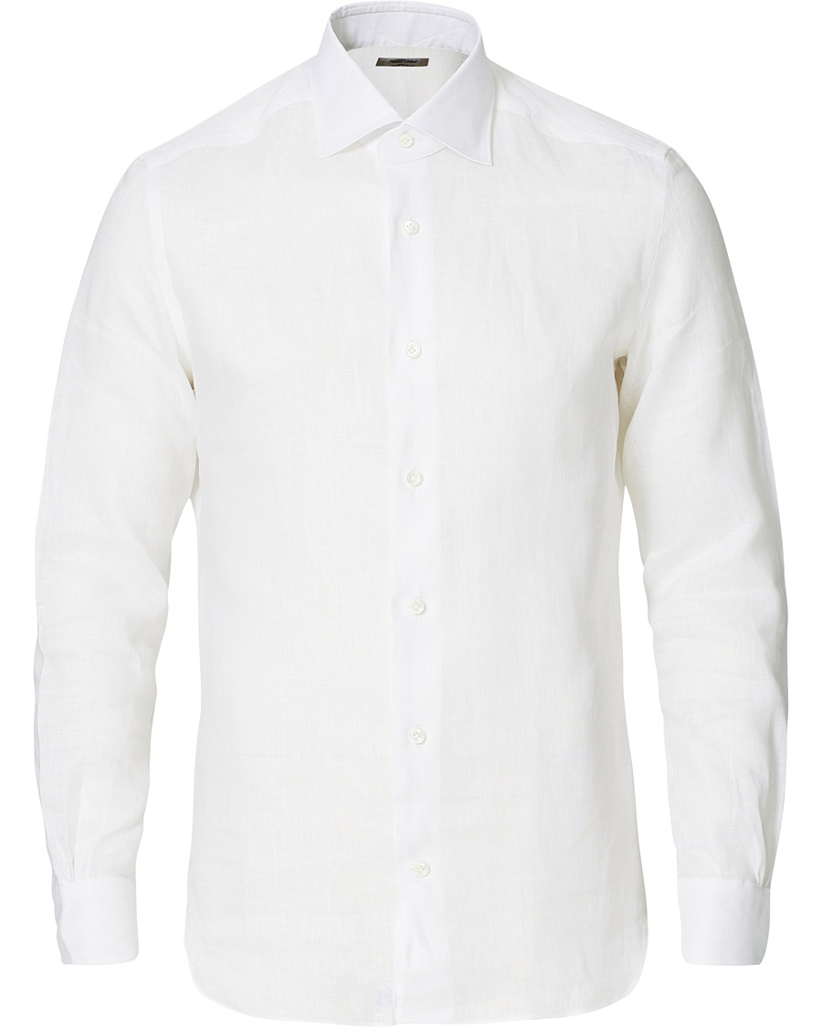Herr | Skjortor | Mazzarelli | Soft Linen Shirt White