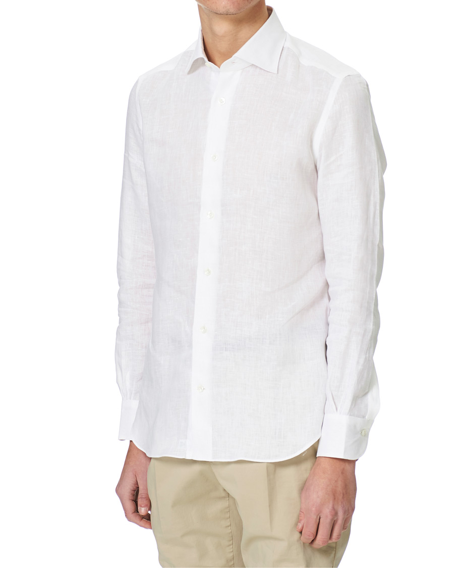 Herr | Skjortor | Mazzarelli | Soft Linen Shirt White