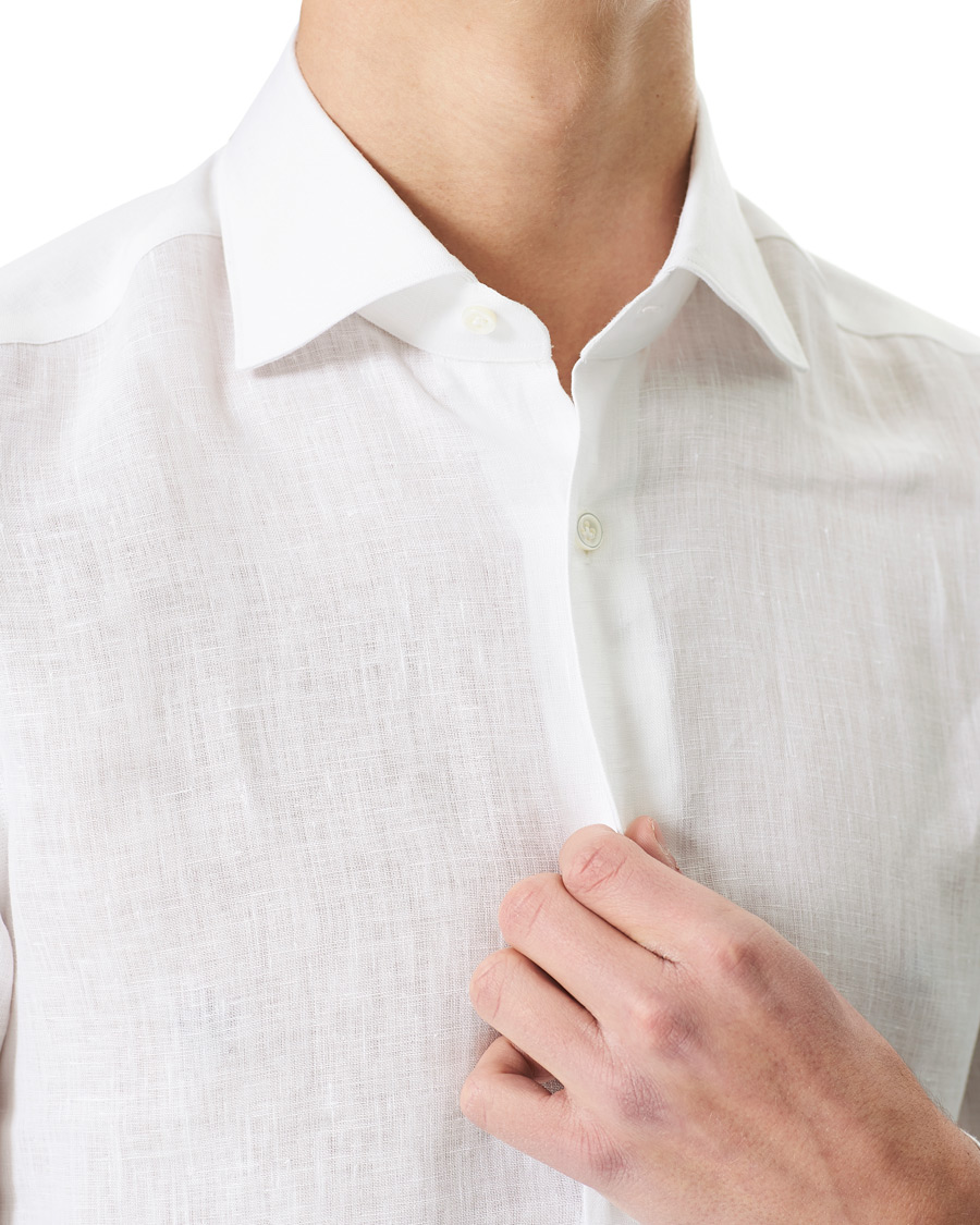 Herr | Skjortor | Mazzarelli | Soft Linen Shirt White