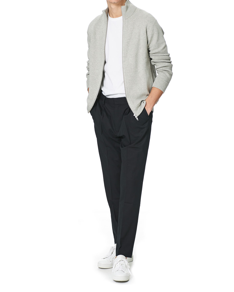 Herr | Tröjor | NN07 | Luis Knitted Full-Zip Sweater Light Grey Melange