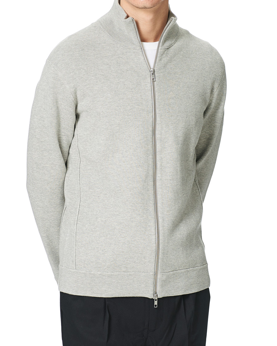Herr | Tröjor | NN07 | Luis Knitted Full-Zip Sweater Light Grey Melange